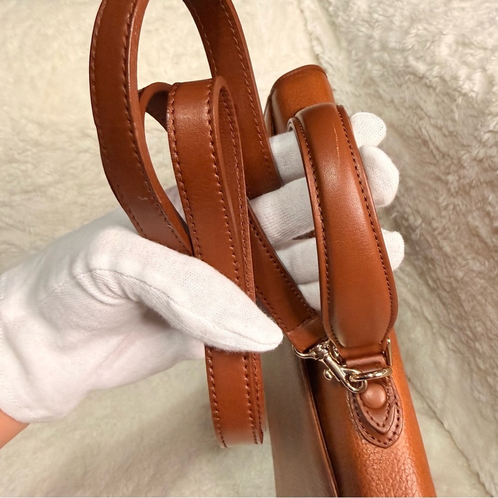 Vintage Burberry Leather Satchel Two Way Work Bag Tan - Picture 13 of 17